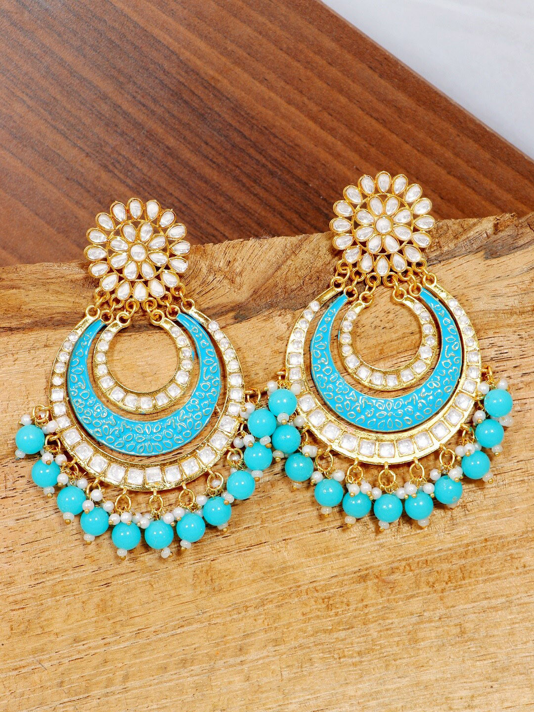 

Crunchy Fashion Blue Contemporary Chandbalis Earrings