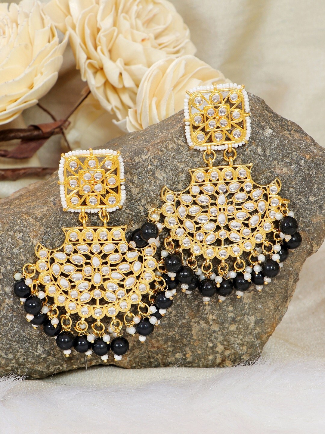 

Crunchy Fashion Black Contemporary Chandbalis Earrings