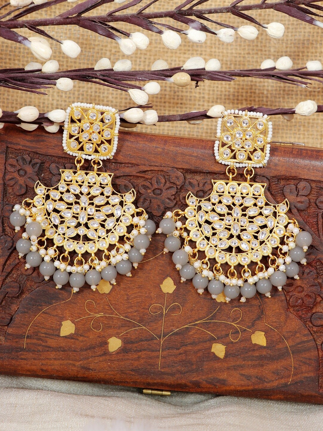 

Crunchy Fashion Grey Contemporary Chandbalis Earrings