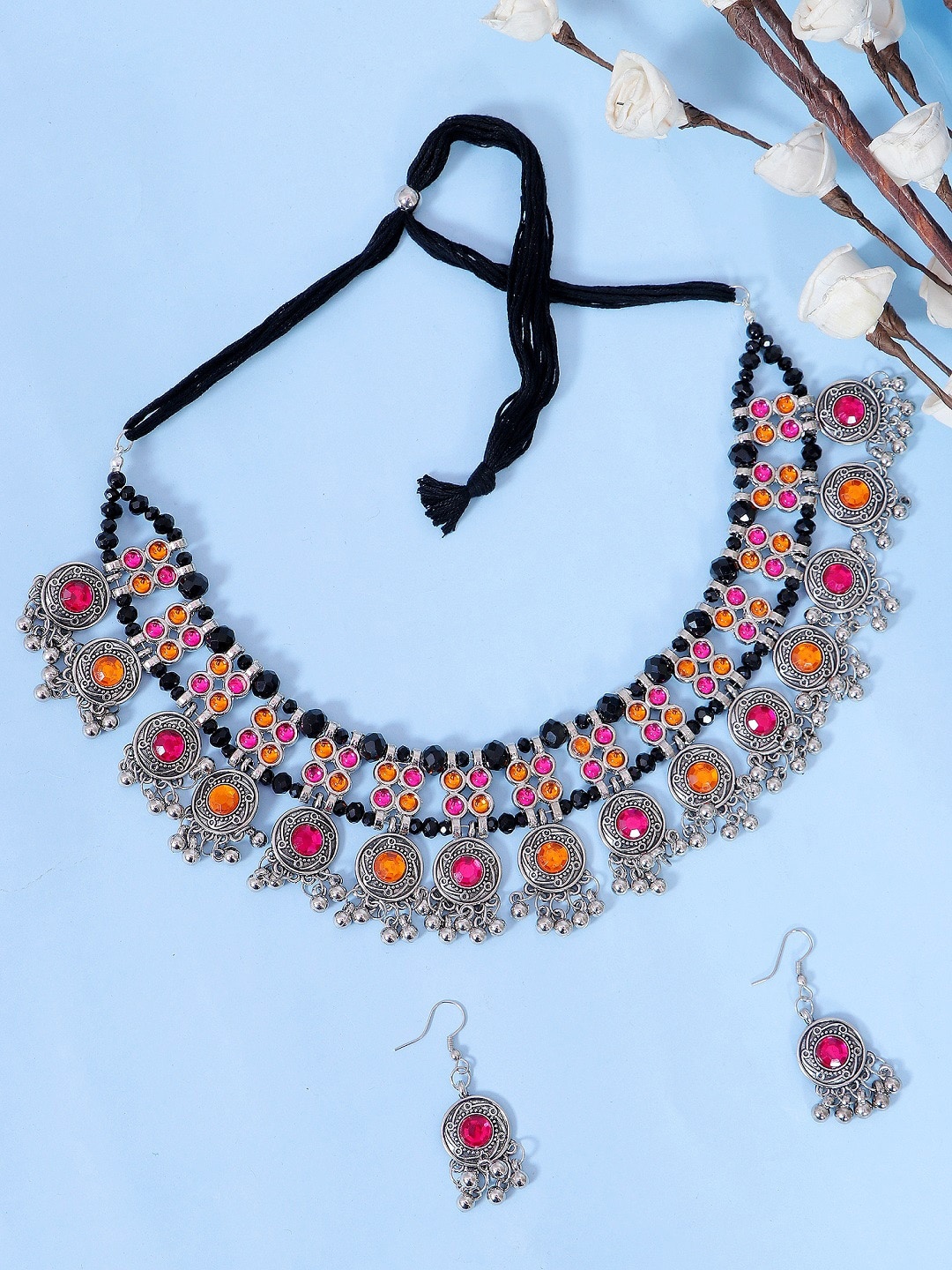 

Crunchy Fashion Silver-Plated Oxidised Jewellery Set