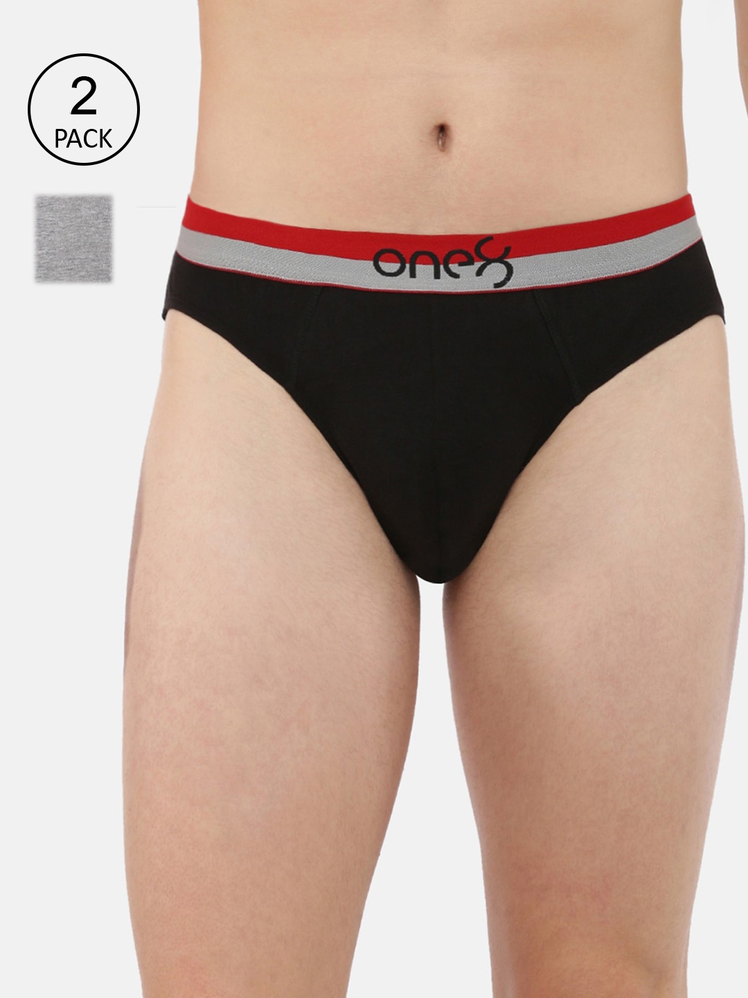 

one8 by Virat Kohli Men Pack Of 2 Solid Super Fine Cotton Ribbed Briefs, Grey