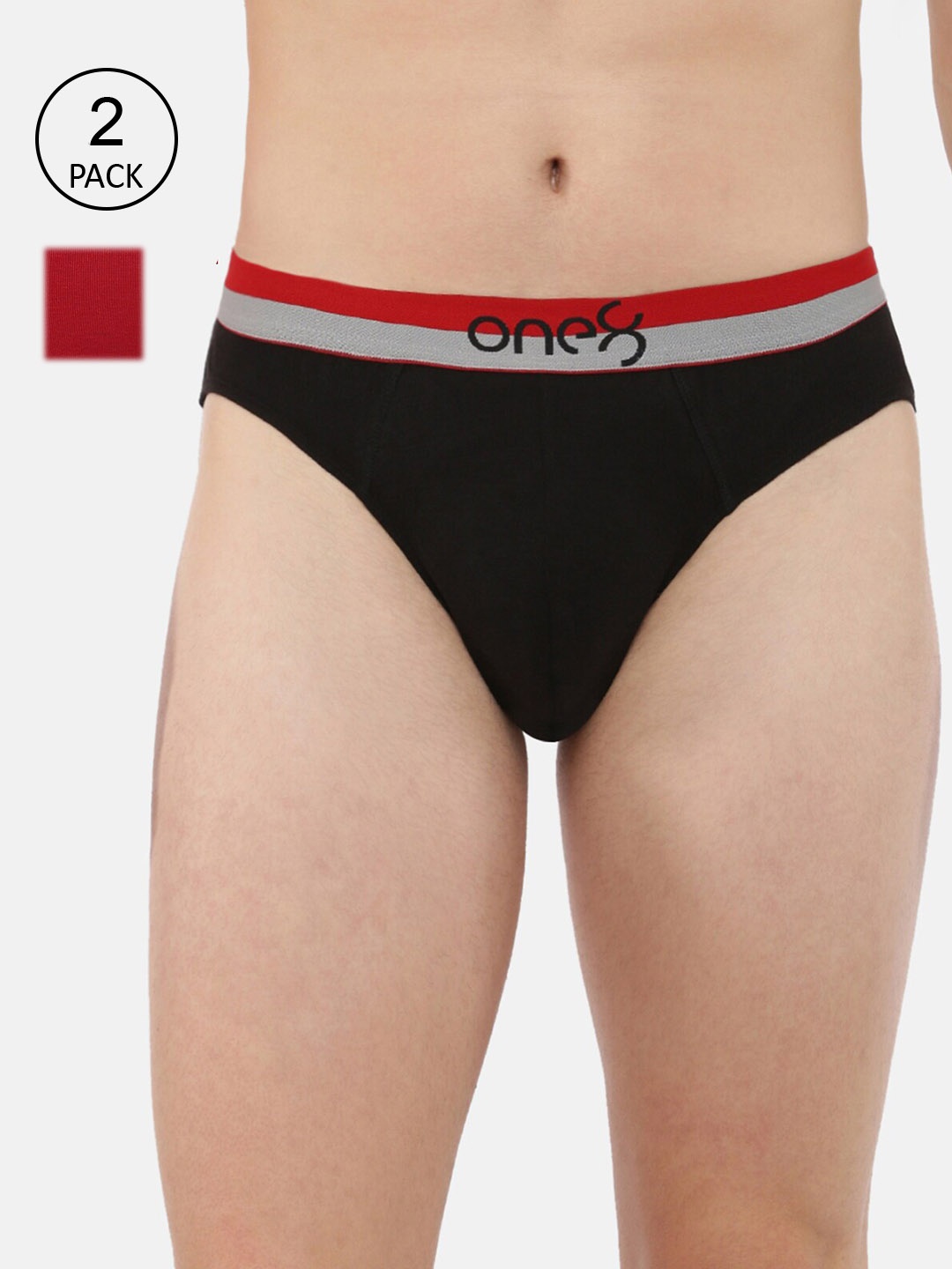 

one8 by Virat Kohli Men Pack Of 2 Solid Basic Super Fine Cotton Ribbed Briefs, Black