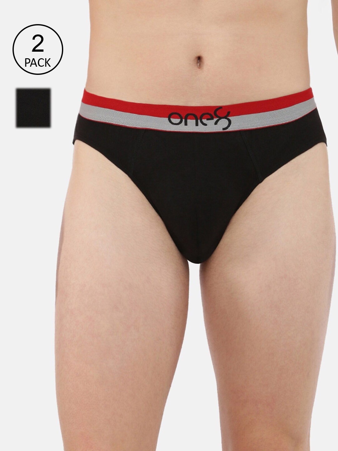

one8 by Virat Kohli Men Pack Of 2 Black Solid Super Fine Cotton Ribbed Briefs