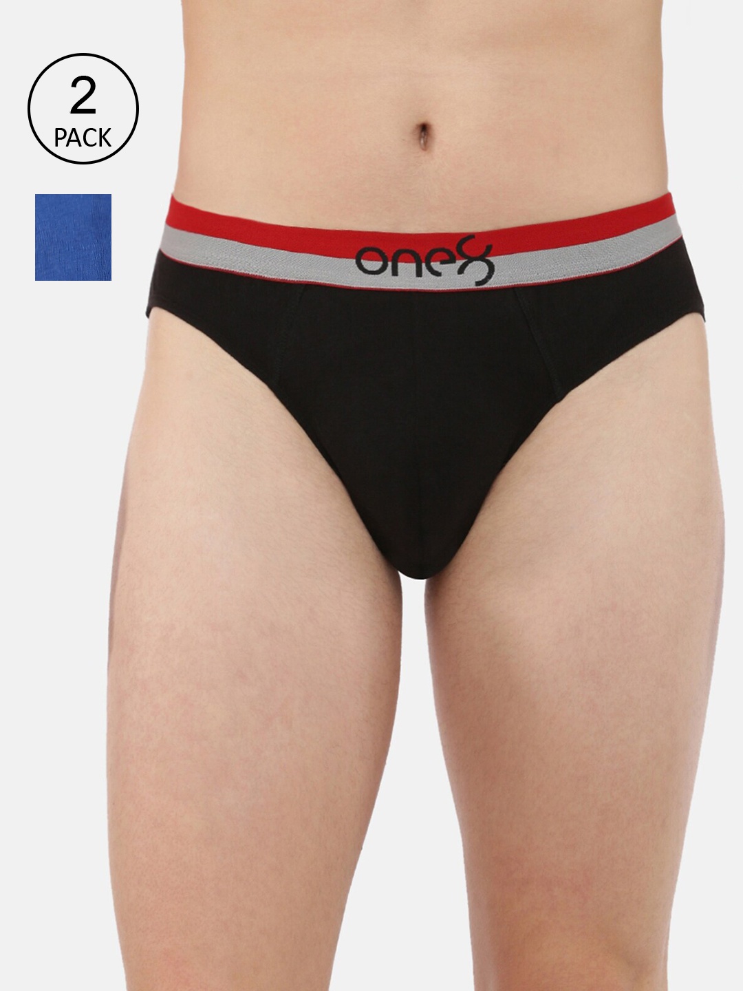 

one8 by Virat Kohli Men Pack Of 2 Solid Super Fine Cotton Ribbed Briefs, Black