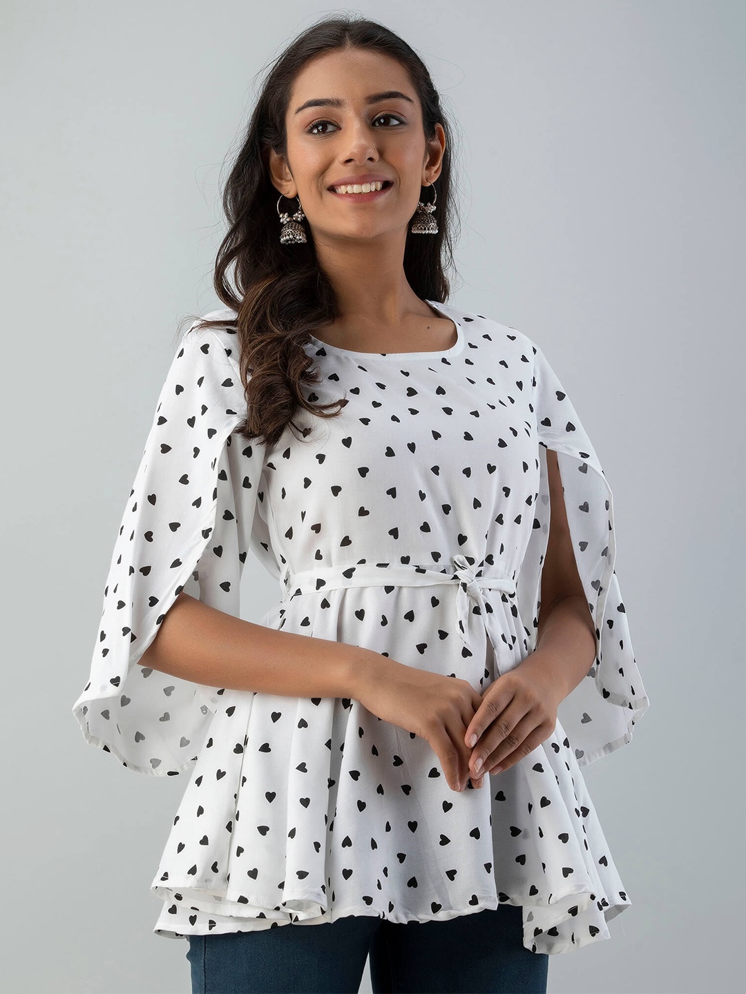 

Fusion Threads White Print Empire Top