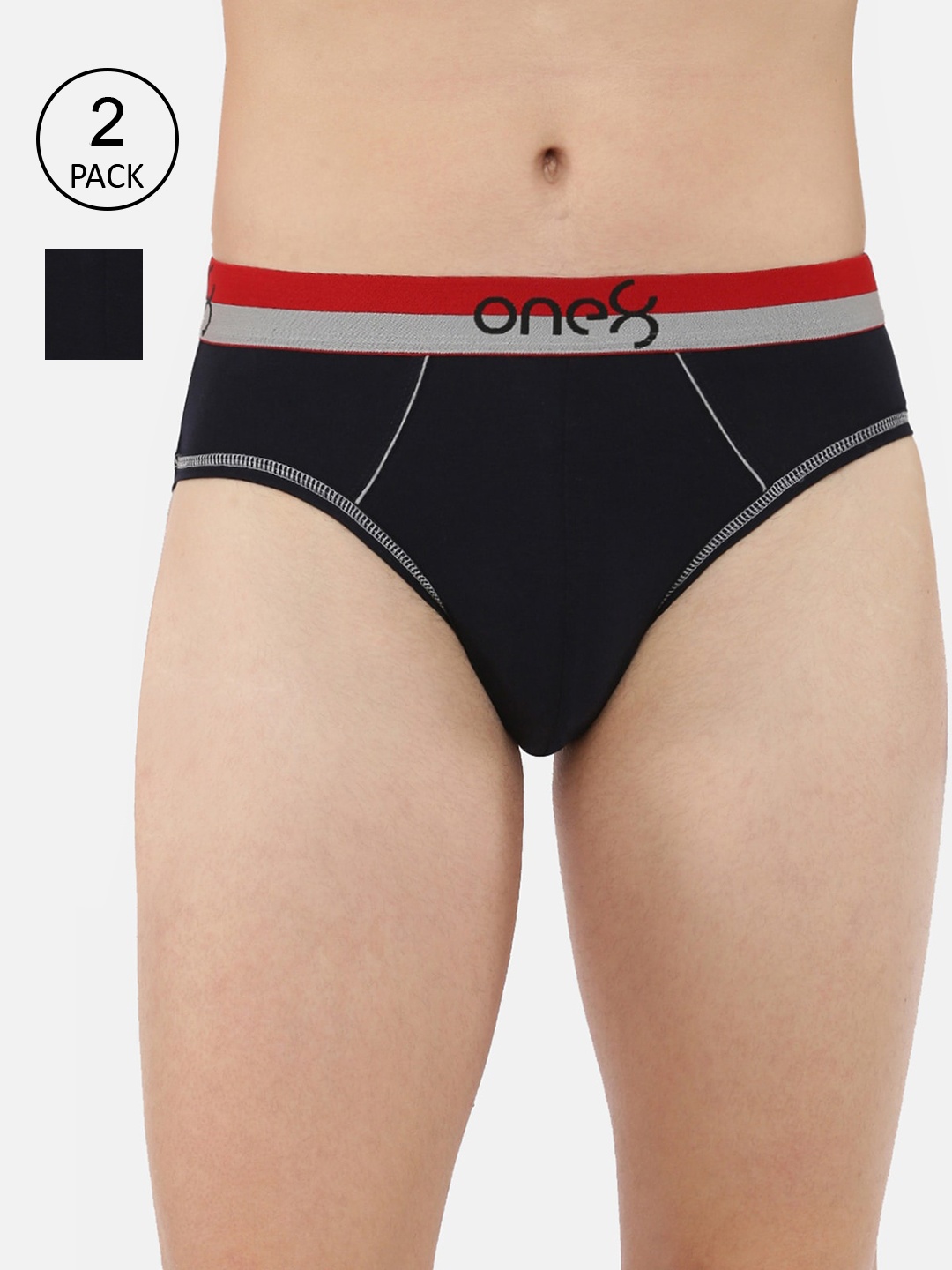 

one8 by Virat Kohli Men Pack Of 2 Solid Ultra Premium Stretch Briefs, Navy blue