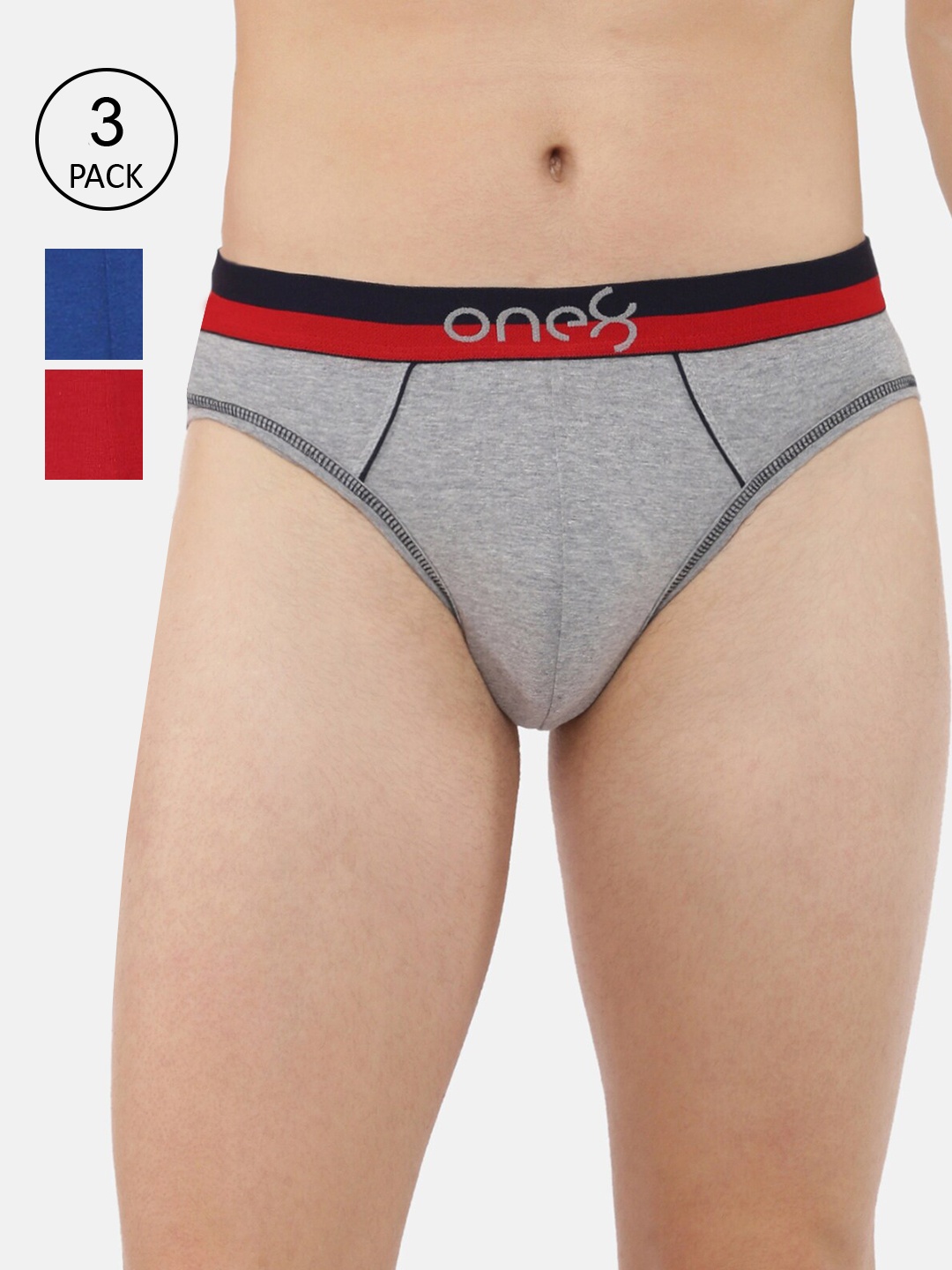 

one8 by Virat Kohli Men Pack Of 3 Solid Ultra Premium Stretch Briefs, Red