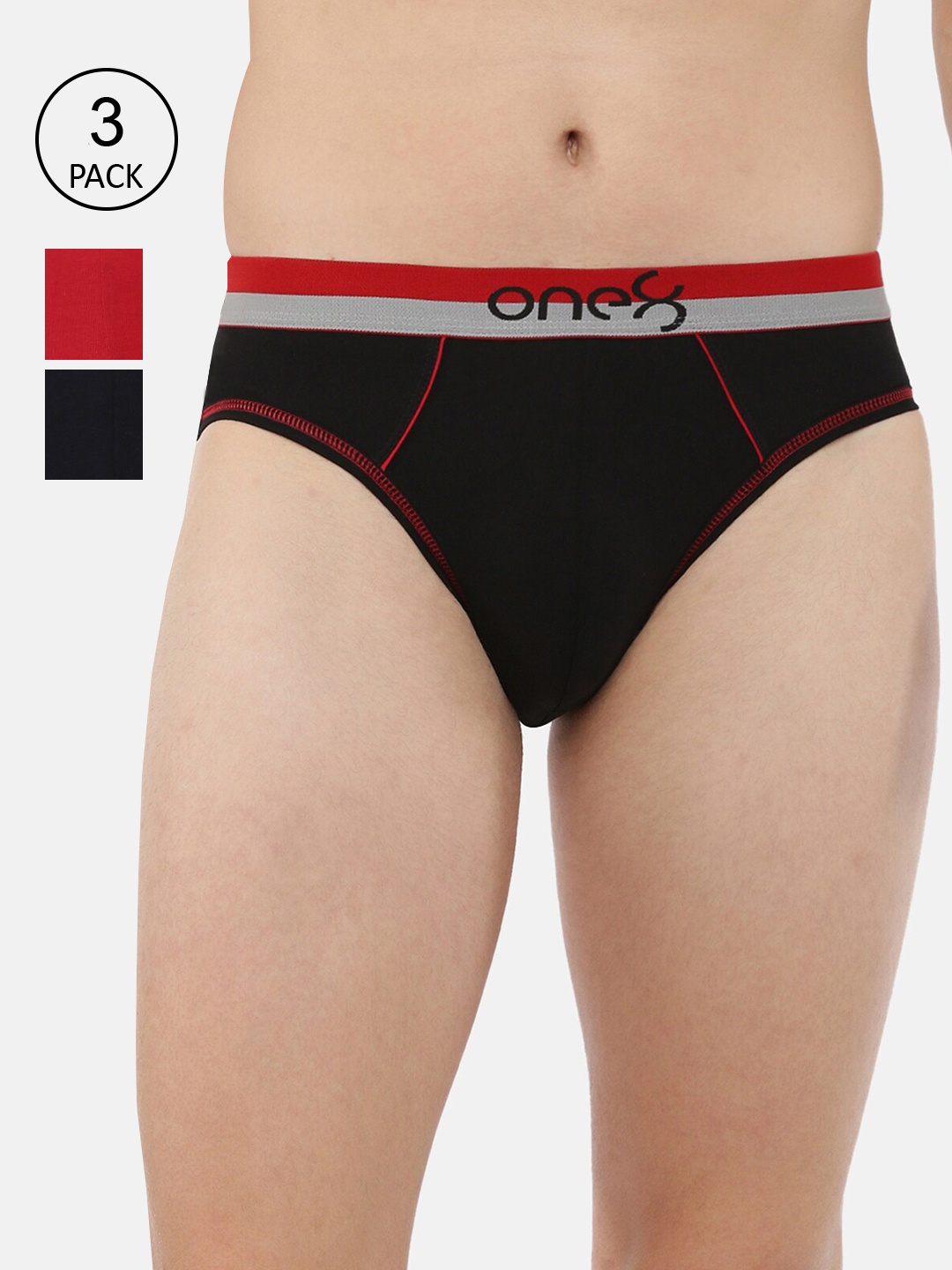 

one8 by Virat Kohli Men Pack of 3 Solid Ultra Premium Stretch Briefs, Black