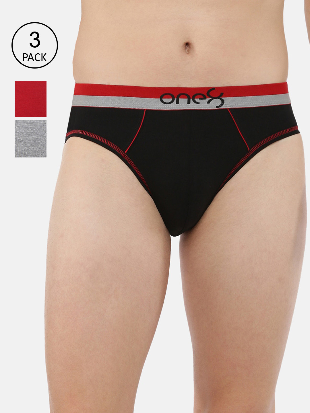 

one8 by Virat Kohli Men Pack Of 3 Solid Ultra Premium Stretch Briefs, Multi