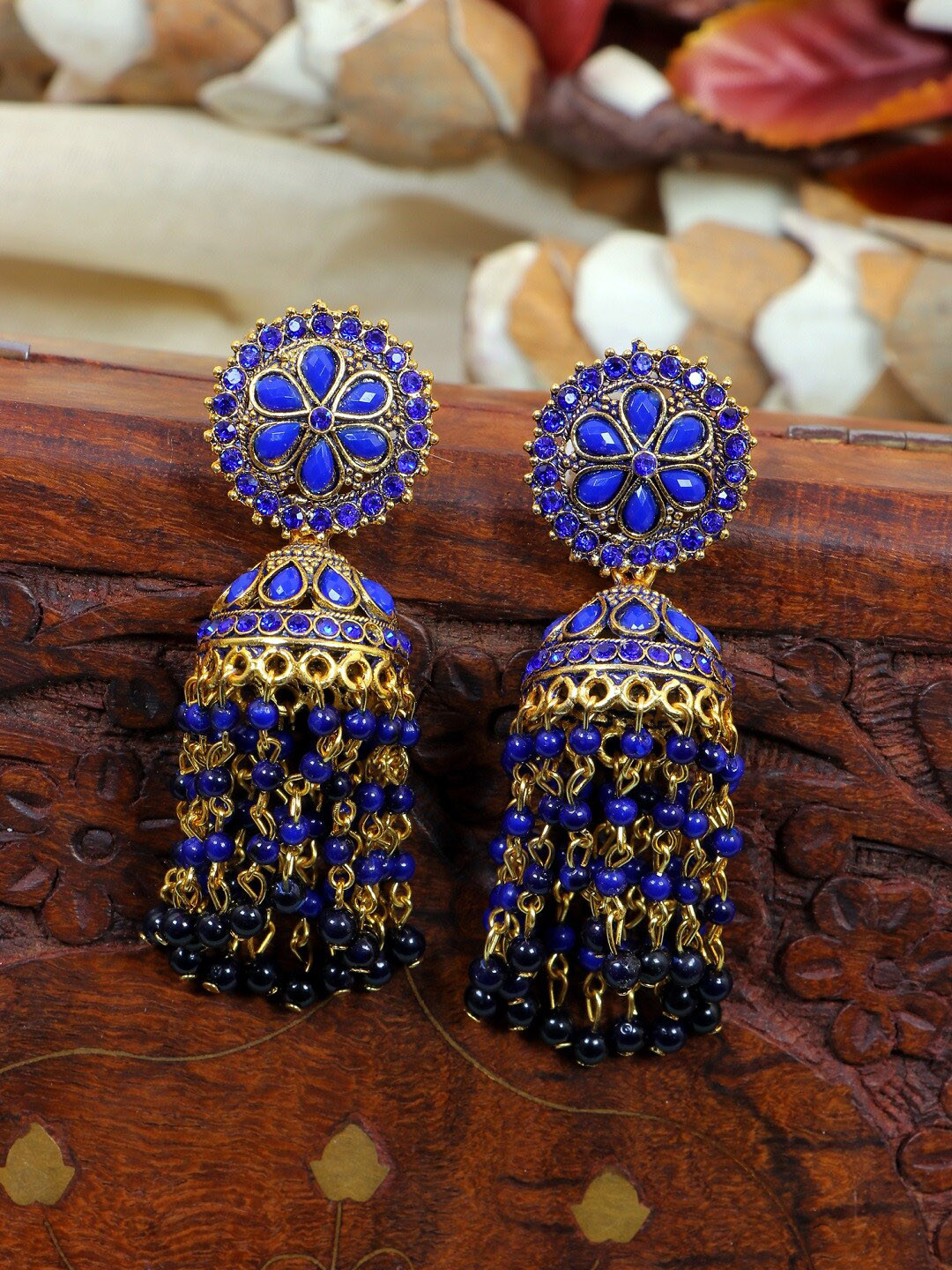 

Crunchy Fashion Blue Contemporary Jhumkas Earrings