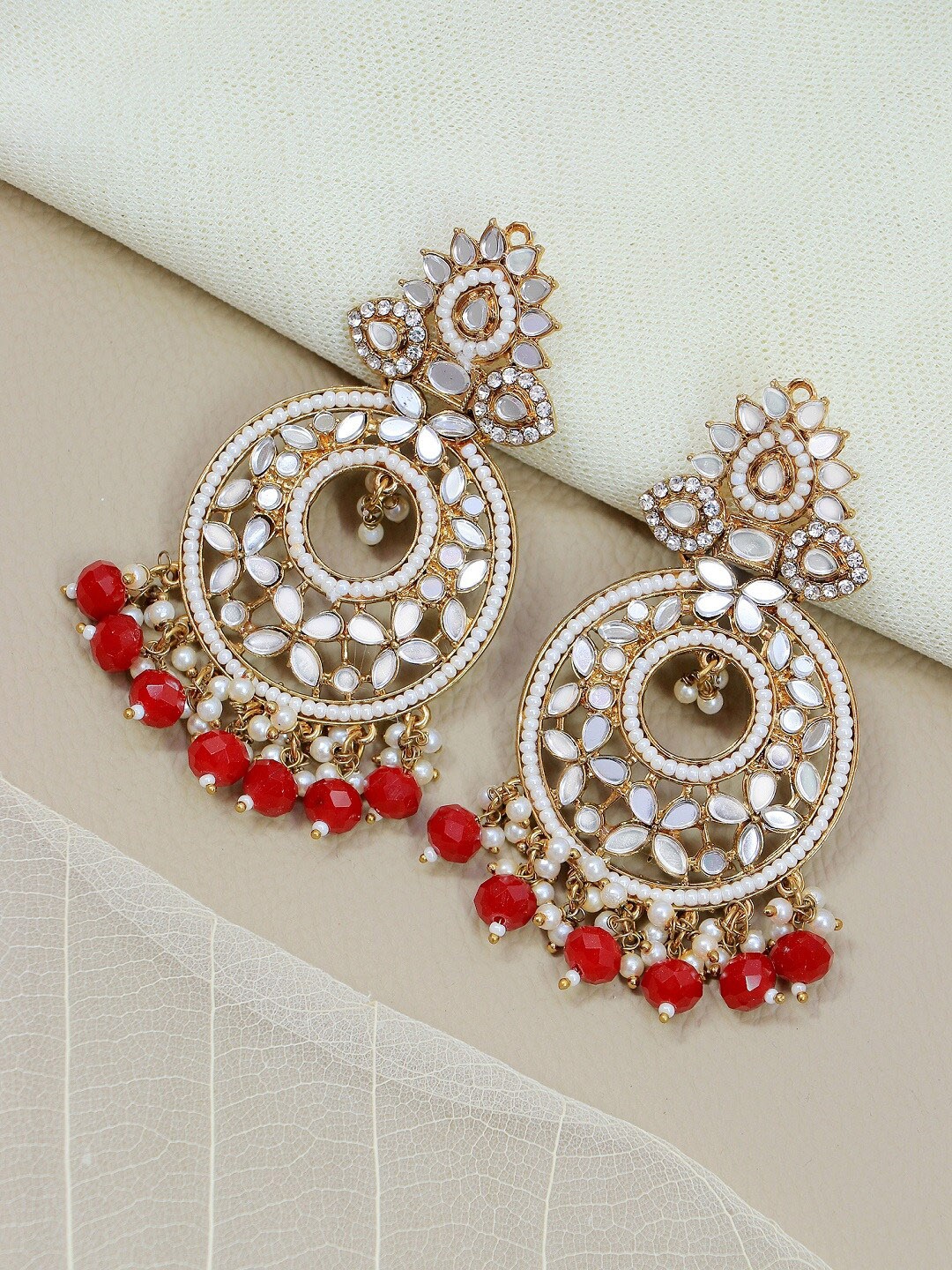 

Crunchy Fashion Red Contemporary Chandbalis Earrings