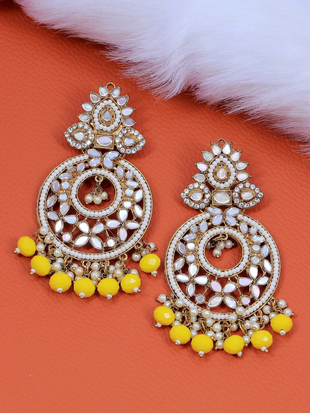 

Crunchy Fashion Yellow Contemporary Chandbalis Earrings