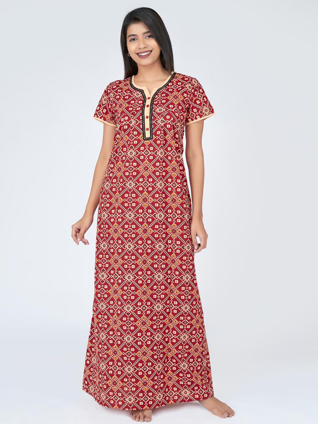 

Maybell Red Printed Maxi Nightdress