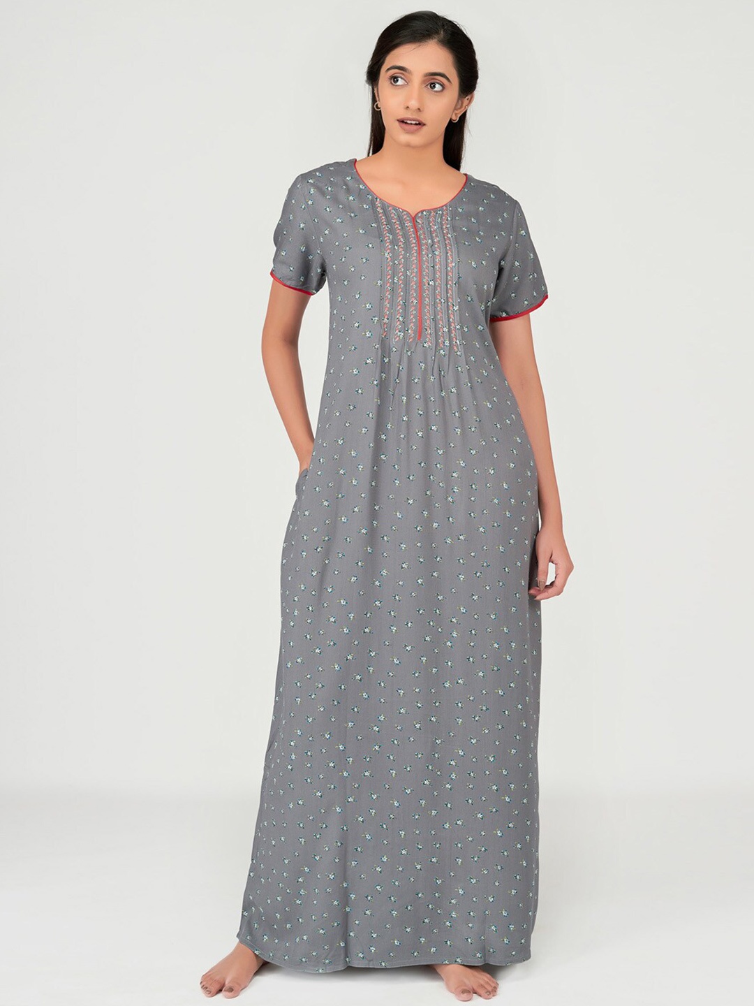 

Maybell Grey Printed Maxi Nightdress