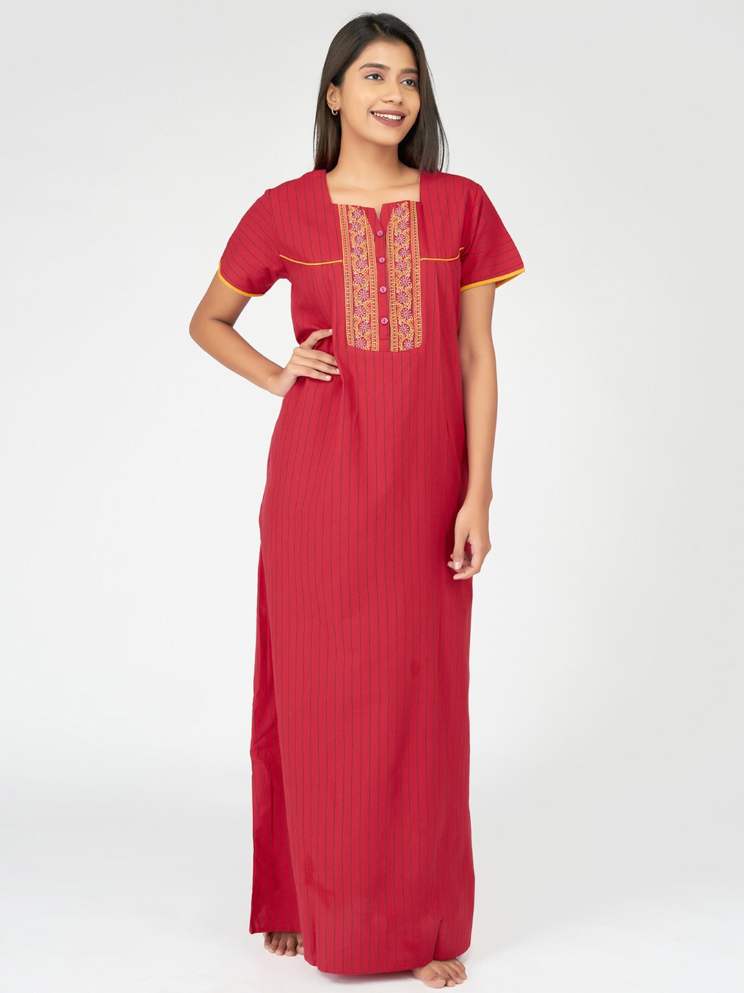 

Maybell Red Striped Maxi Nightdress