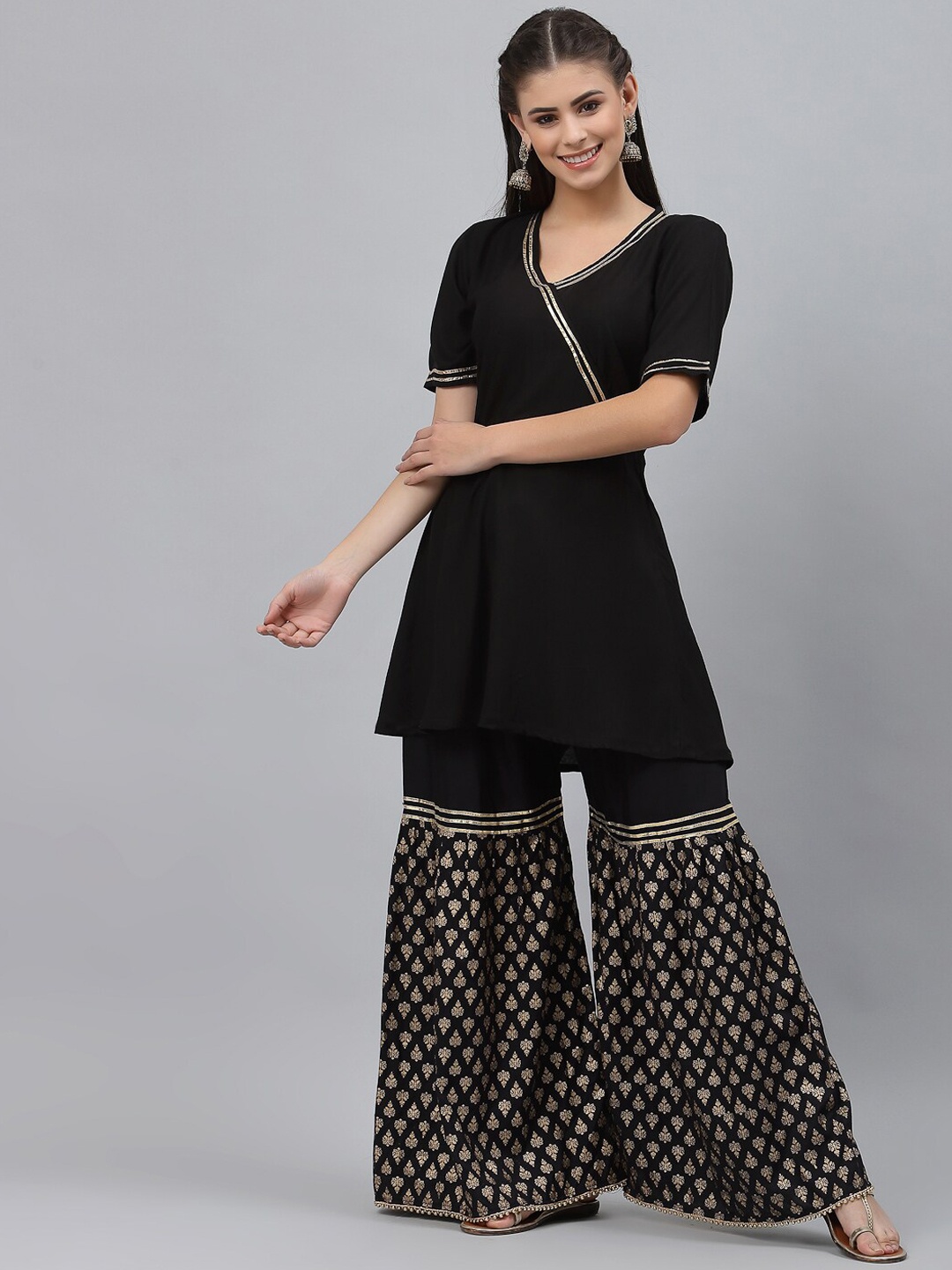 

studio rasa Women Black Kurti with Sharara