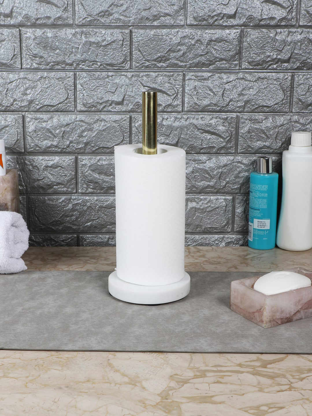 

NikkisPride Gold Marble Base Paper Towel Holder Bathroom Accessories
