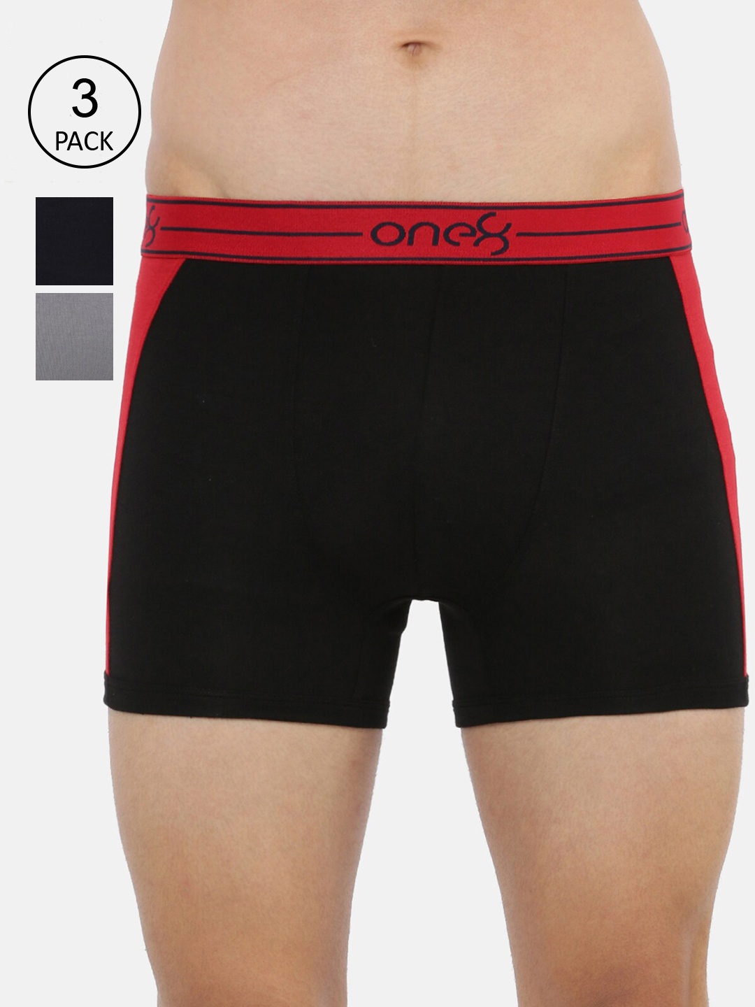 

one8 by Virat Kohli Men Pack Of 3 Solid Trunk ONE8_711_BLK_GR_NB_3PC, Black
