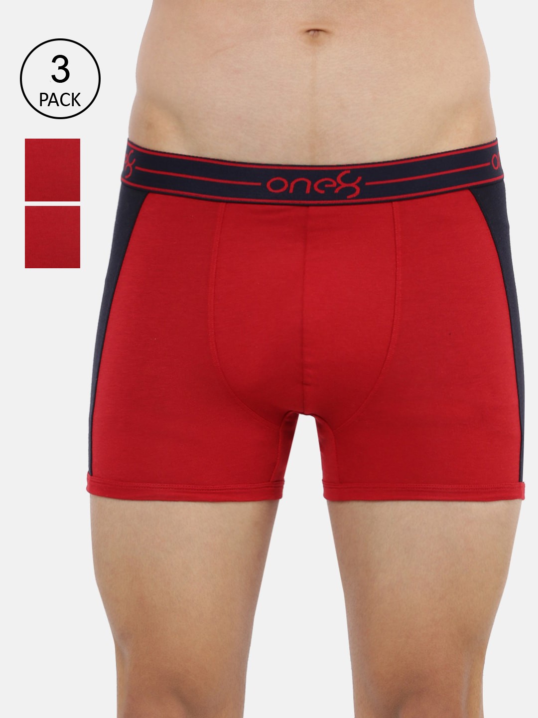 

one8 by Virat Kohli Men Pack Of 3 Red Solid Trunks ONE8_711_RD_RD_RD_3PC