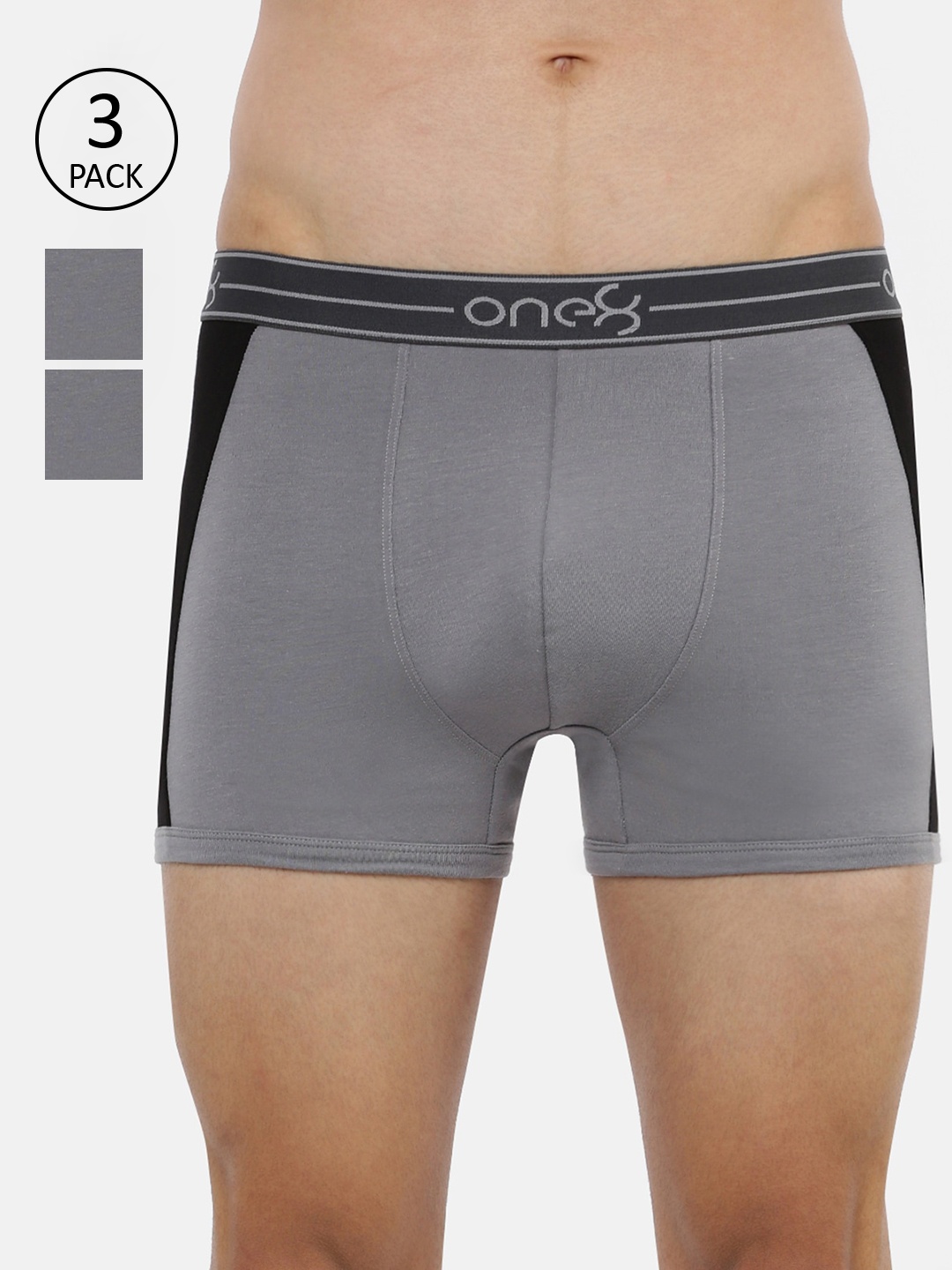 

one8 by Virat Kohli Men Pack Of 3 Solid Trunks ONE8_711_GR_GR_GR_3PC, Grey