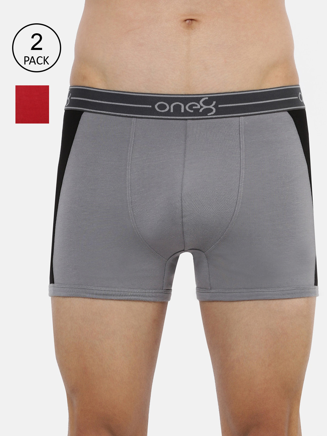 

one8 by Virat Kohli Men Pack Of 2 Solid Trunks, Grey