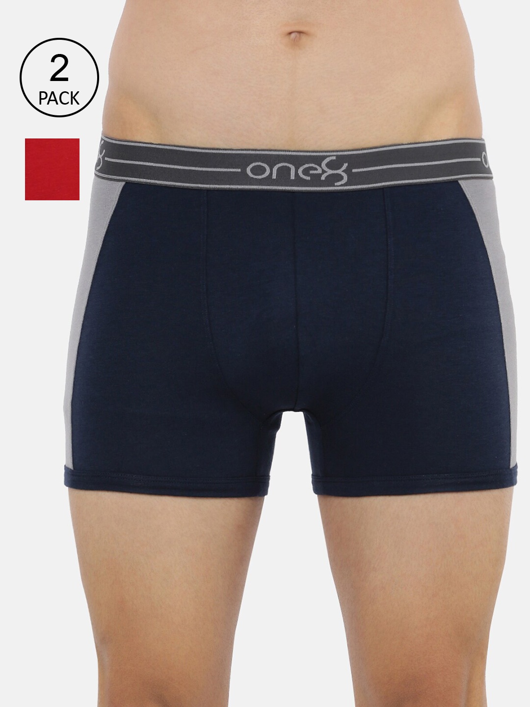 

one8 by Virat Kohli Men Pack Of 2 Solid Trunks ONE8_711_MBU_RD_2PC, Blue