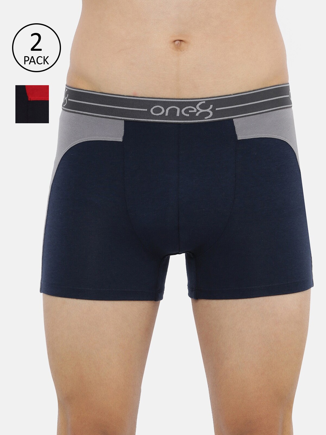 

one8 by Virat Kohli Men Pack Of 2 Solid Trunks ONE8_712_MBU_NB_2PC, Blue