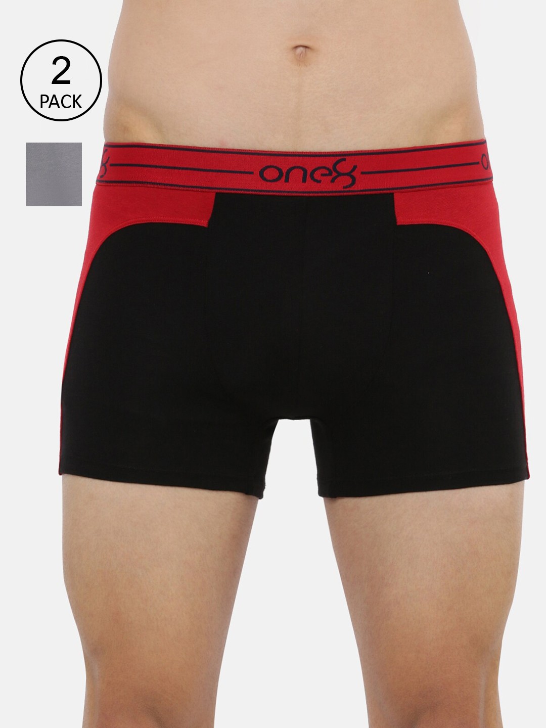 

one8 by Virat Kohli Men Pack Of 2 Solid Trunks ONE8_712_BLK_GR_2PC, Black