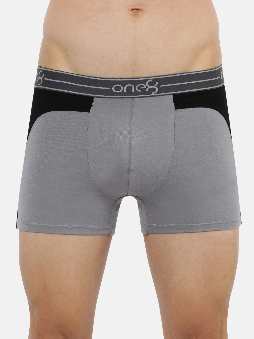

one8 by Virat Kohli Men Grey & Black Colorblocked Trunks