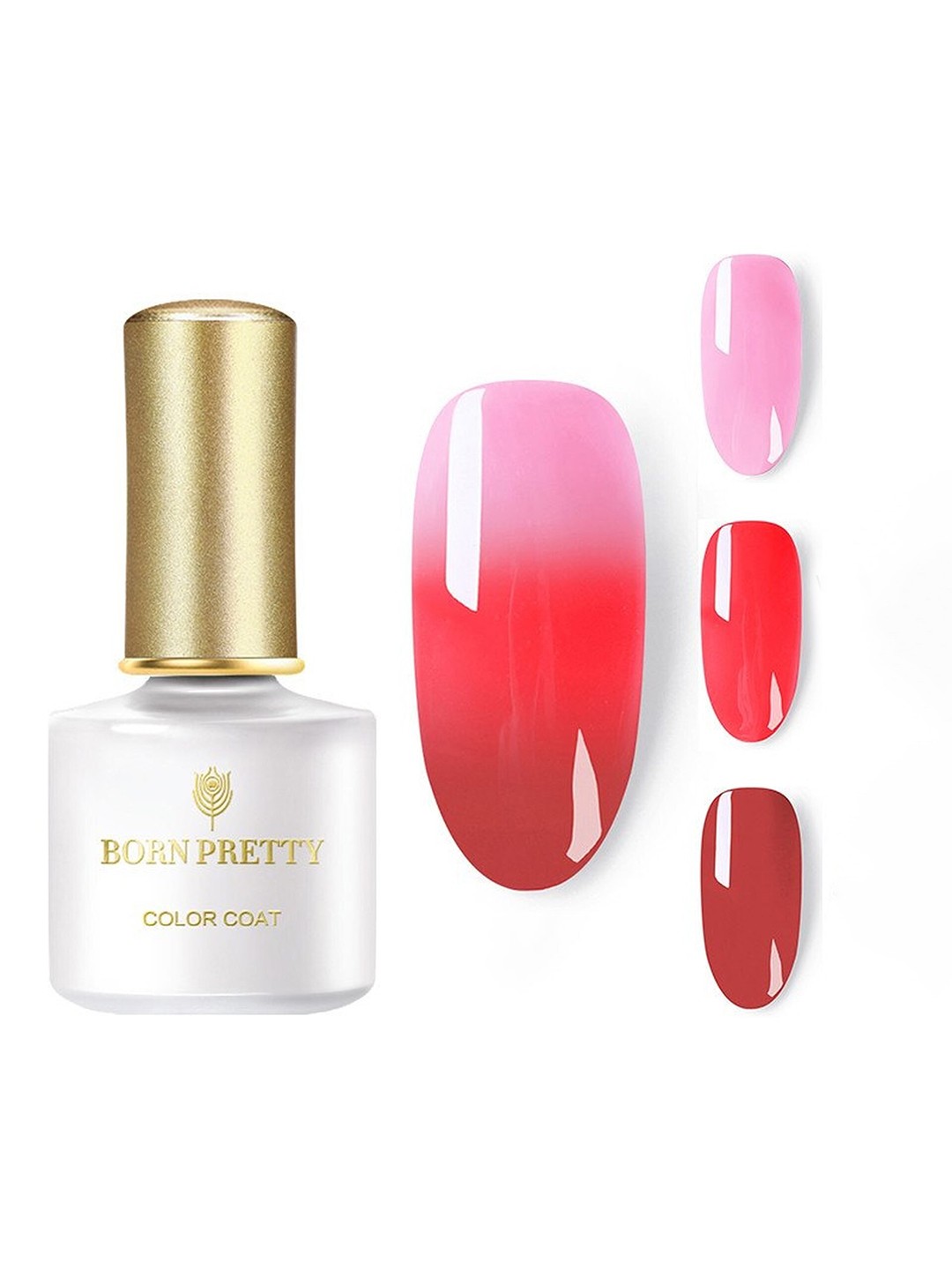 

BORN PRETTY Color Coat 3 In 1 Temperature Change Thermal UV Gel Nail Polish - Shade DT08, Pink