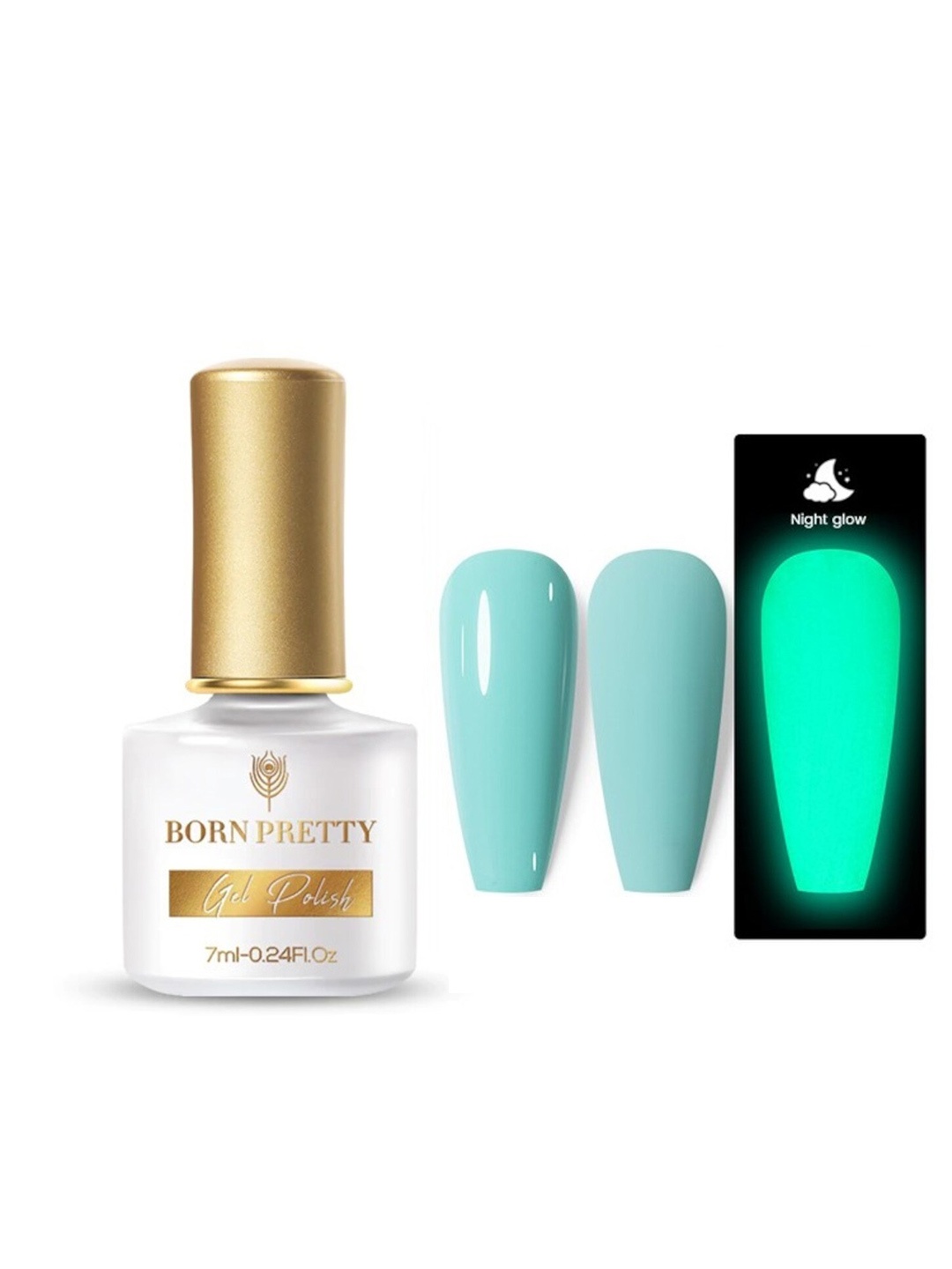 

BORN PRETTY Glow-In-Dark Macaron Gel Nail Polish - LM08, Turquoise blue