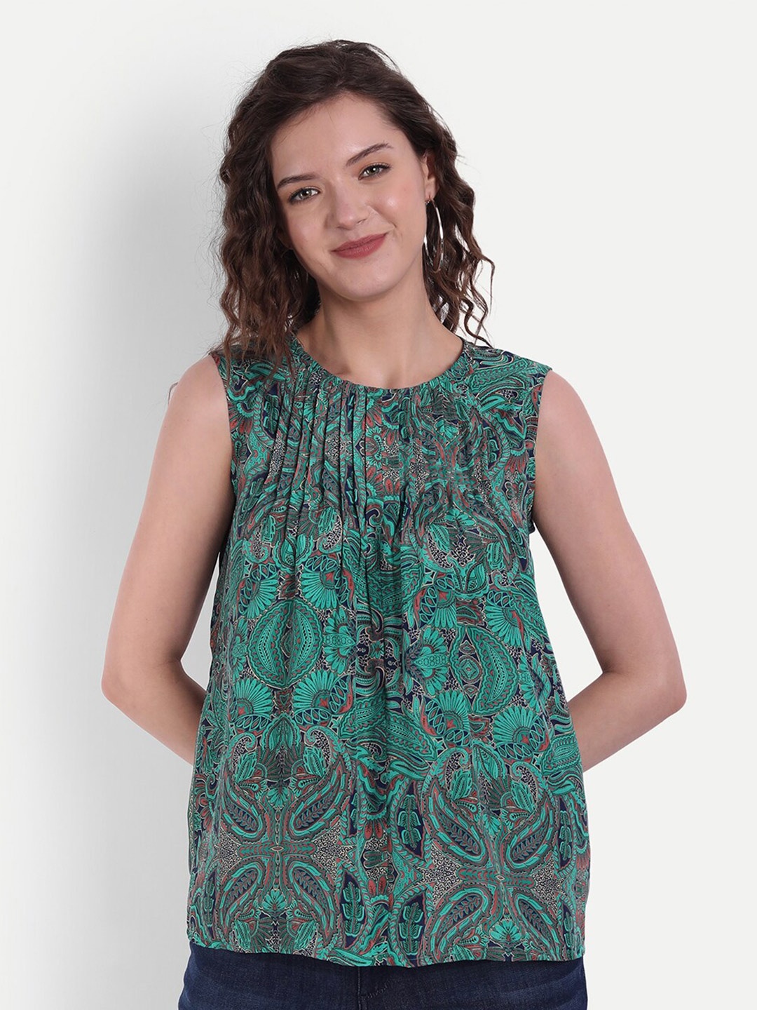 

MINGLAY Green Print Top