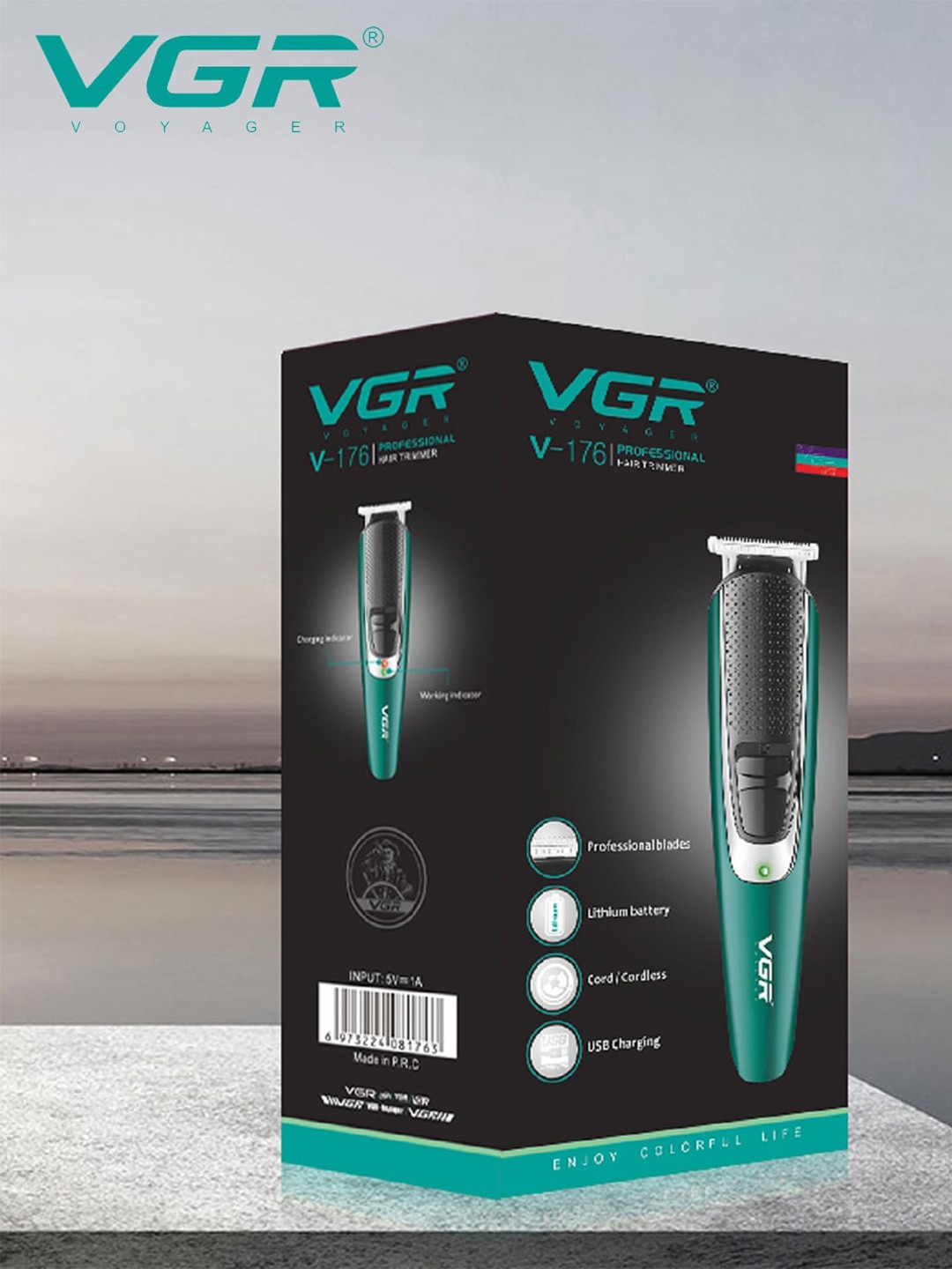 

VGR Men V-176 Oil Head USB Rechargeable Hair & Beard Trimmer - Green & Black