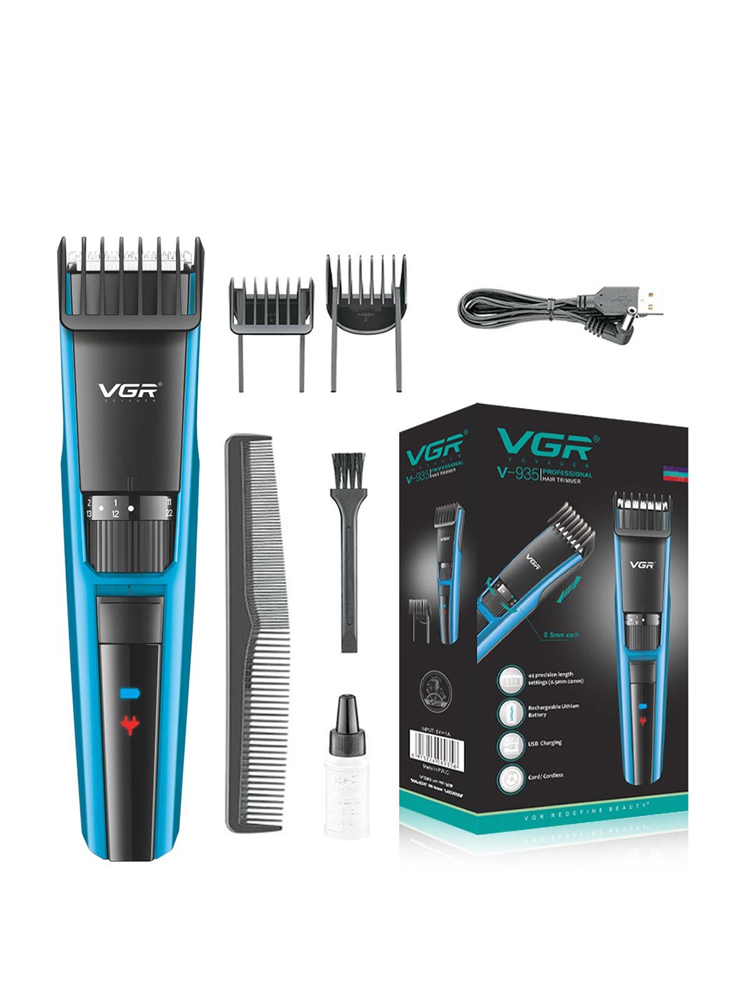 

VGR Men V-935 Professional Cord & Cordless Hair Trimmer - Black & Blue