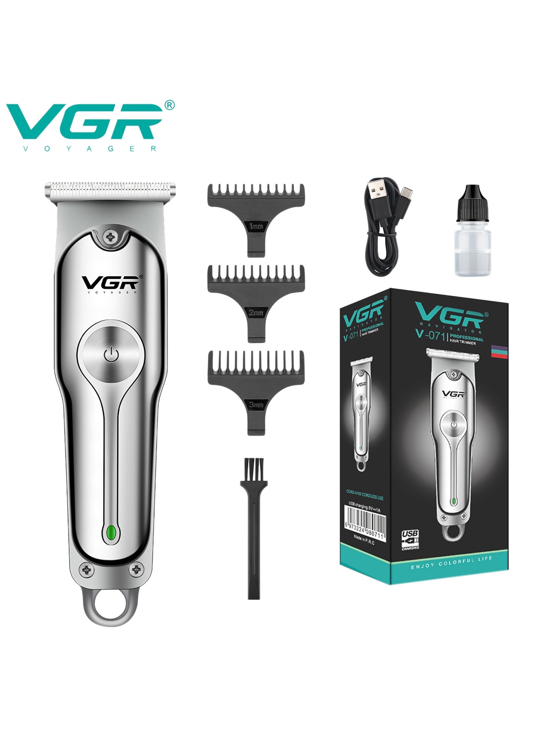 

VGR Men V-071 Corded & Cordless Hair & Beard Trimmer - Silver-Toned