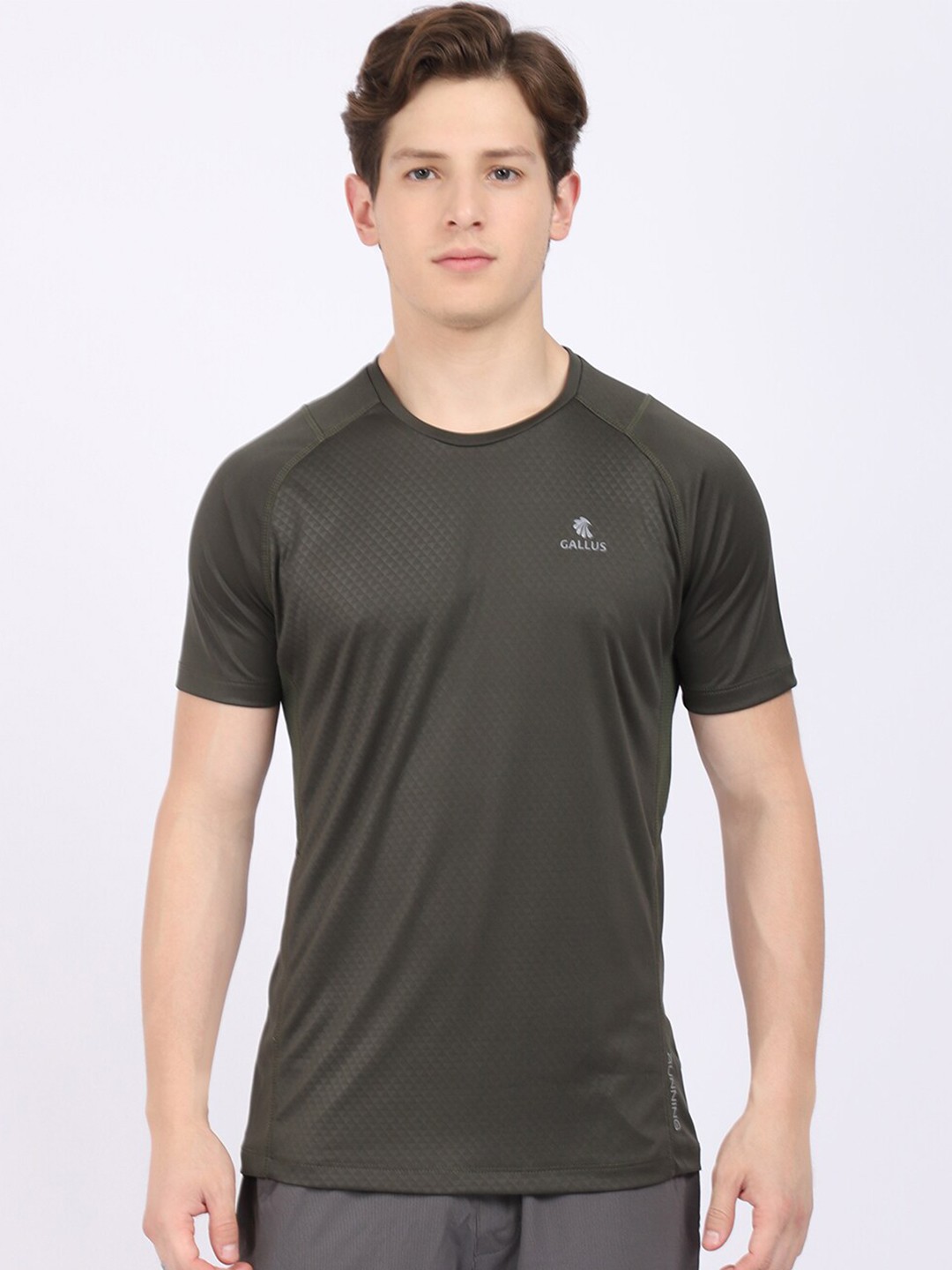 

Gallus Men Olive Green Dri-FIT Applique T-shirt
