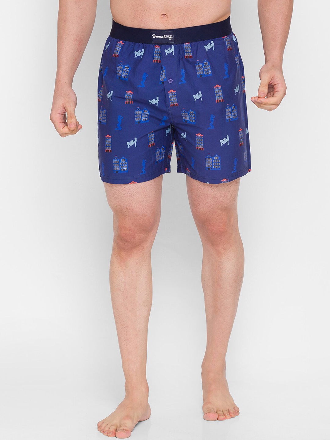 

SMUGGLERZ INC. Men Navy Blue Printed Cotton Boxers