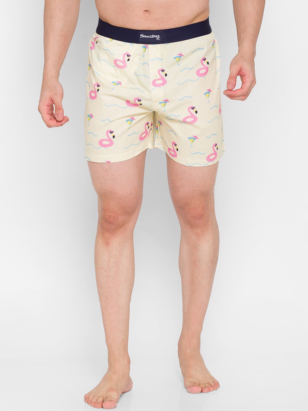 

SMUGGLERZ INC. Men Yellow & Pink Printed Pure Cotton Boxer BXRR