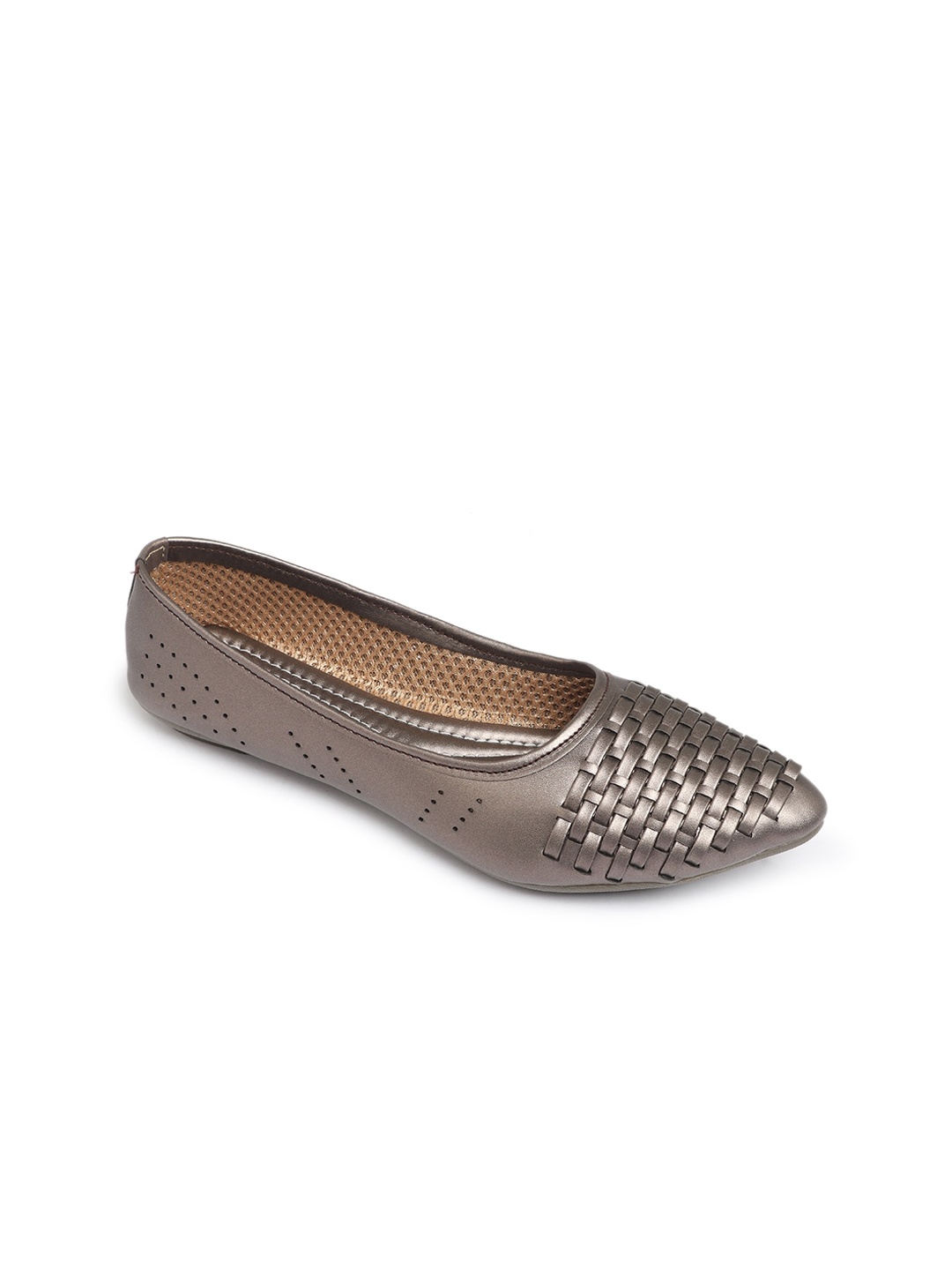 

Myra Women Gunmetal-Toned Ballerinas with Laser Cuts, Metallic