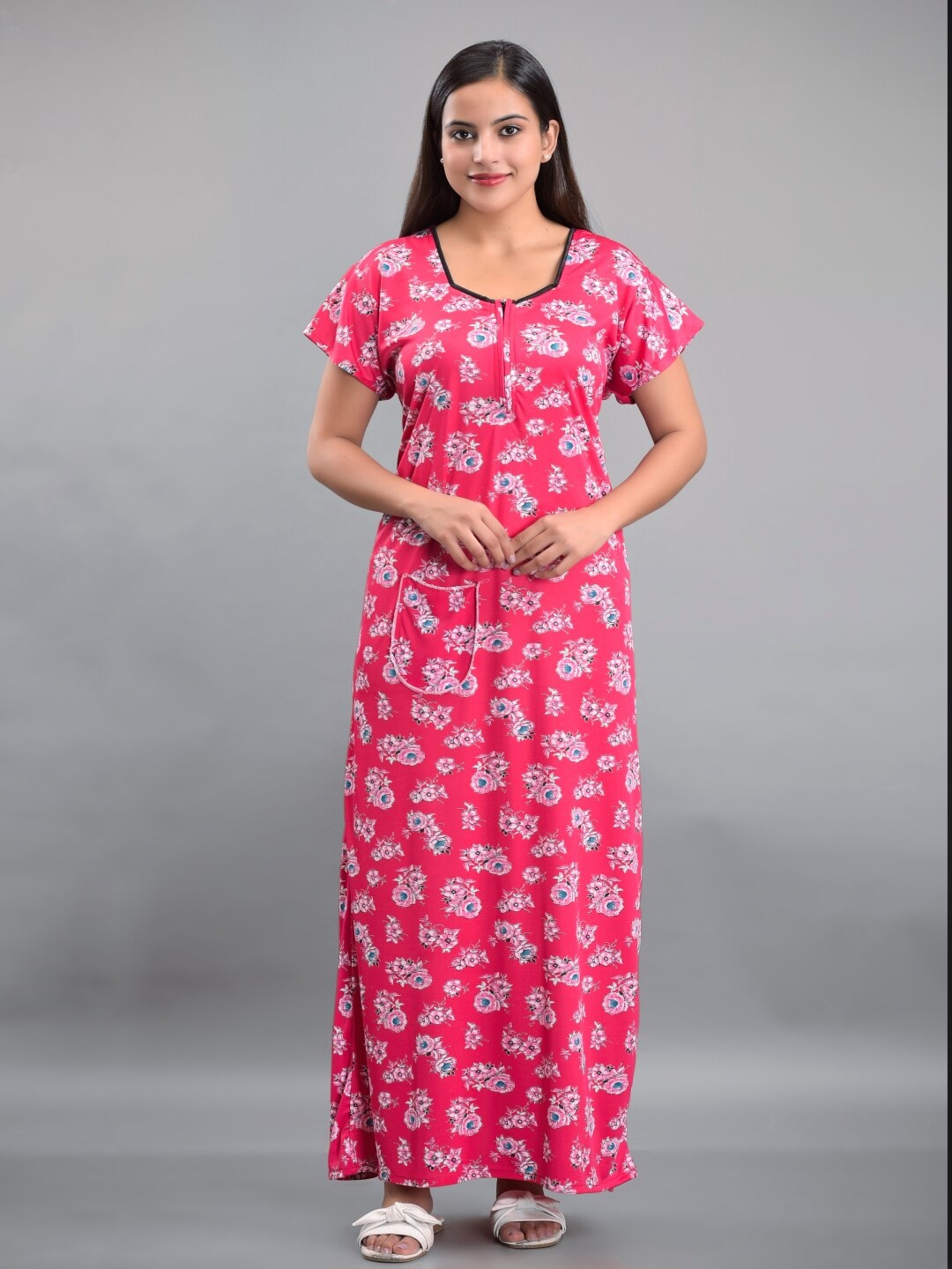 

Apratim Pink Printed Maxi Nightdress