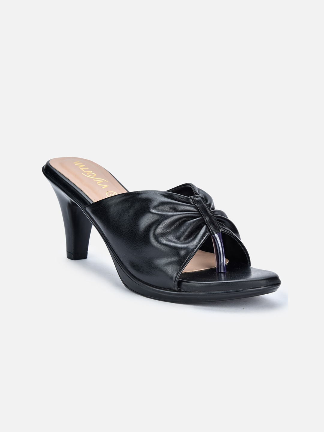 

VALIOSAA Women Black Solid Block Heels Sandals