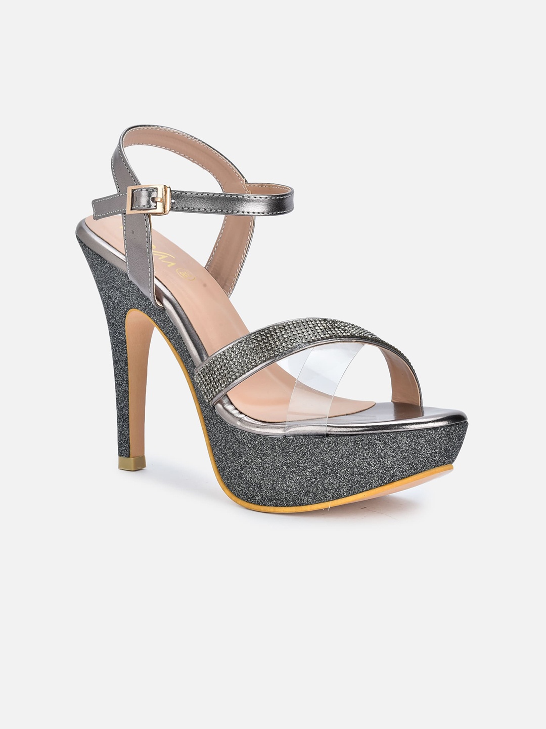 

VALIOSAA Gunmetal-Toned Stiletto Heels, Metallic