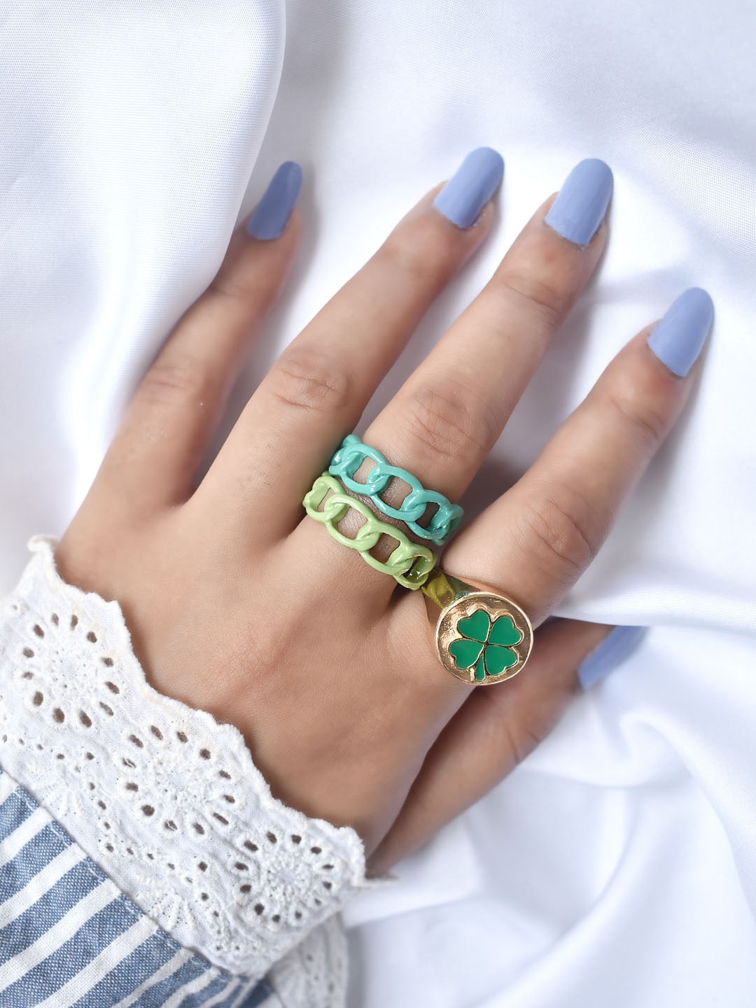 

JOKER & WITCH Set Of 3 Green Finger Ring