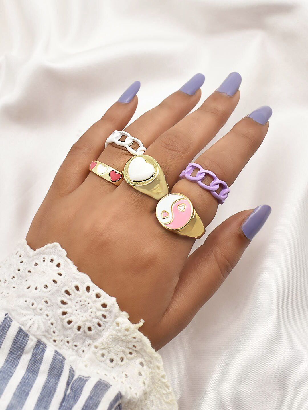 

JOKER & WITCH Set Of 5 Multi-Colored Finger Ring