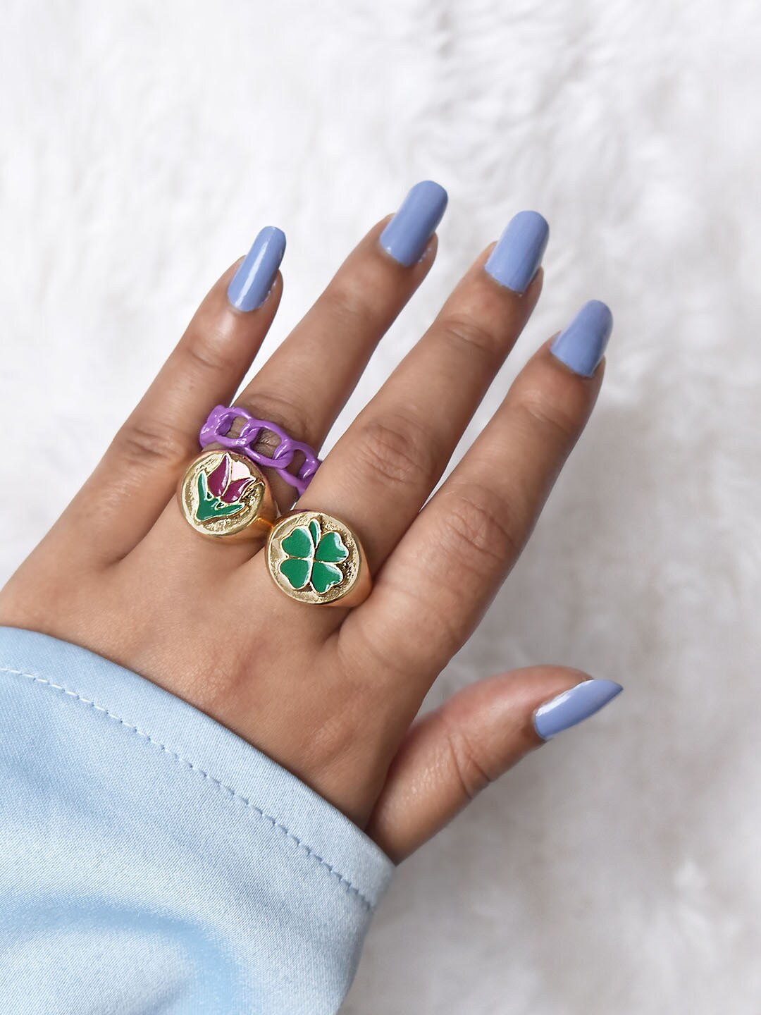 

JOKER & WITCH Set Of 3 Purple & Green Finger Ring