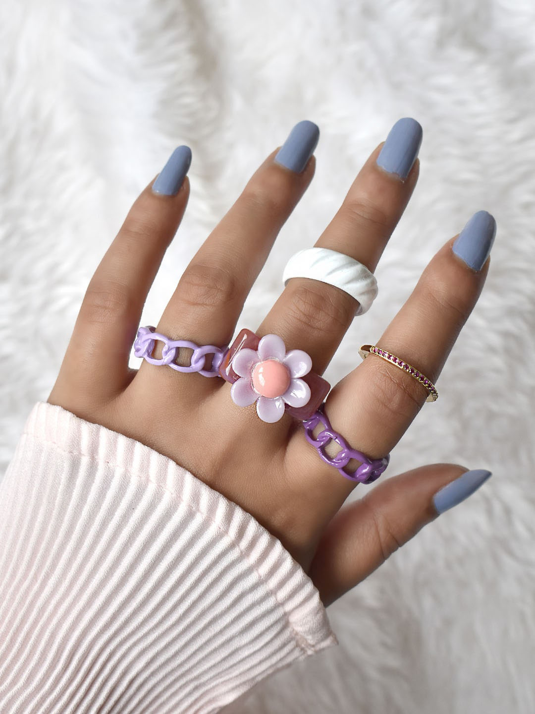 

JOKER & WITCH Set Of 5 Purple Haze Ring Set, Multi