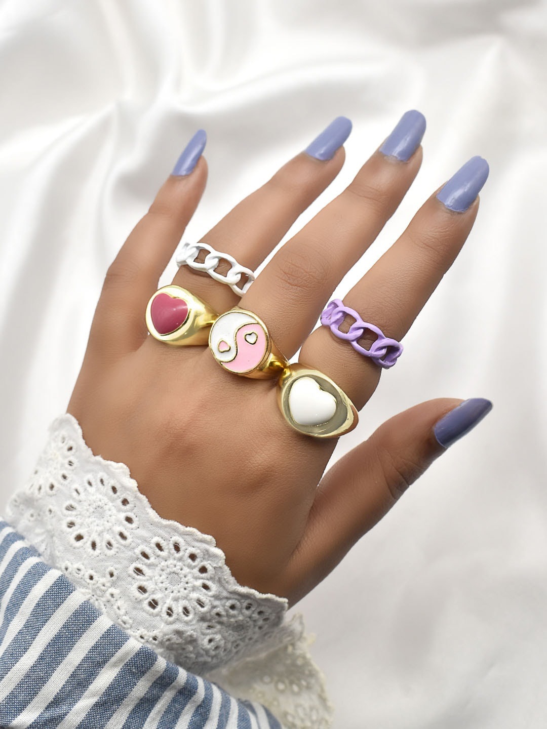 

JOKER & WITCH Set Of 5 Multi-Colored Finger Ring
