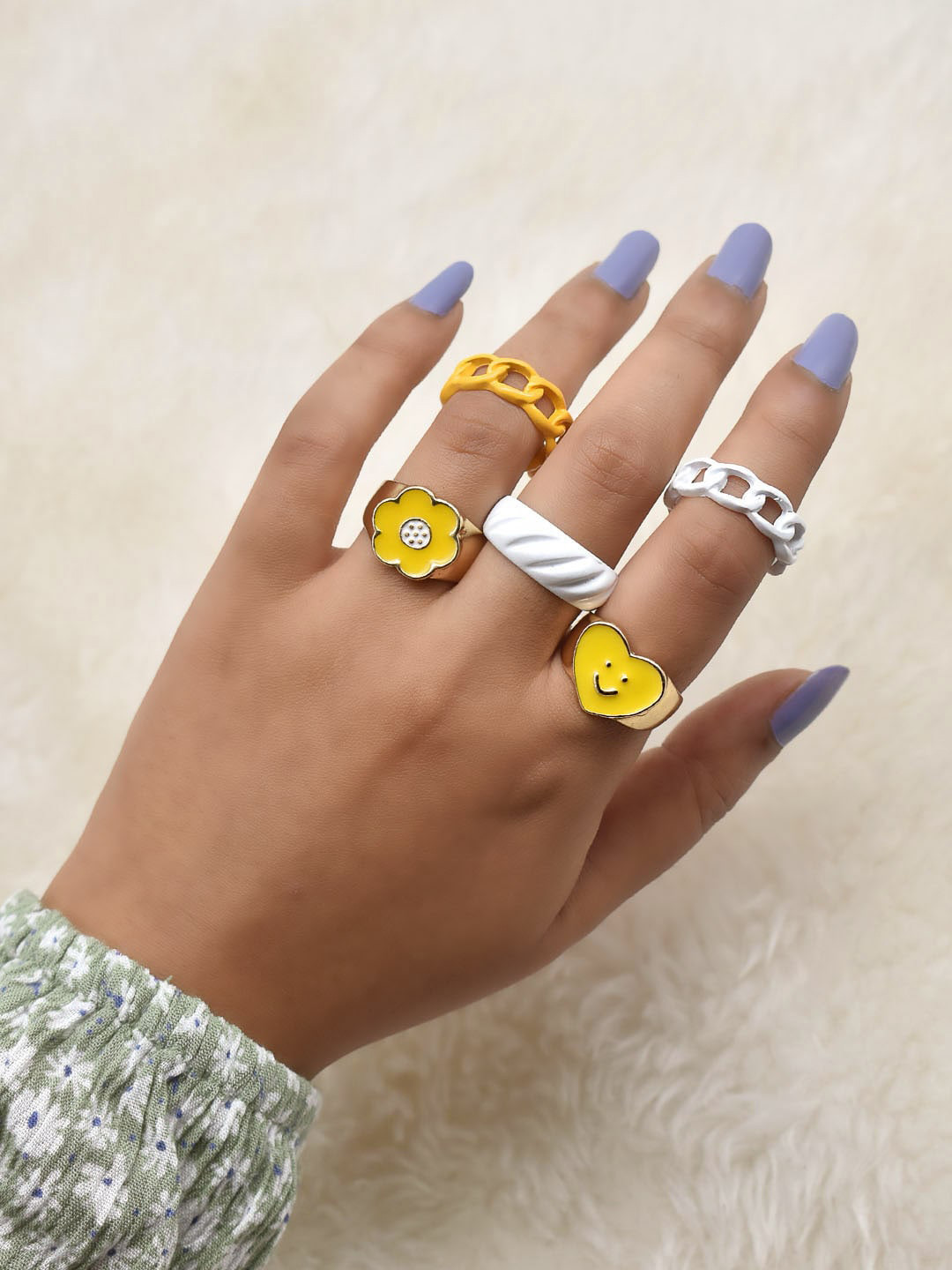 

JOKER & WITCH Set Of 5 Multi-Colored Finger Ring