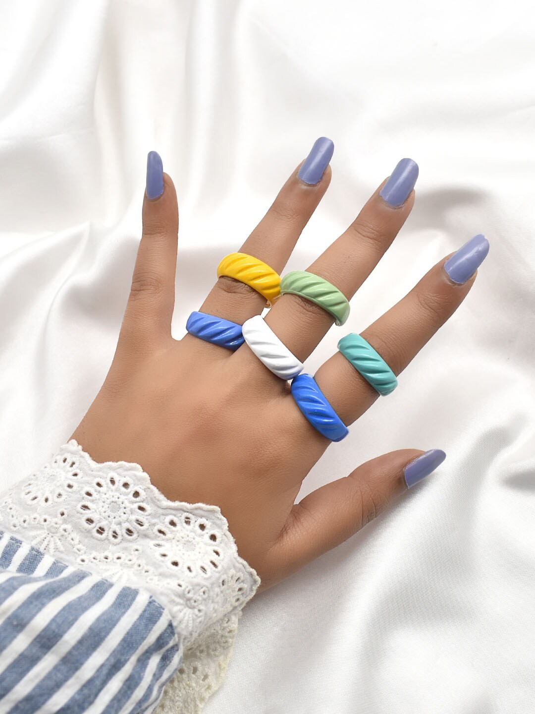 

JOKER & WITCH Women Set Of 6 Multicolored Rings, Multi