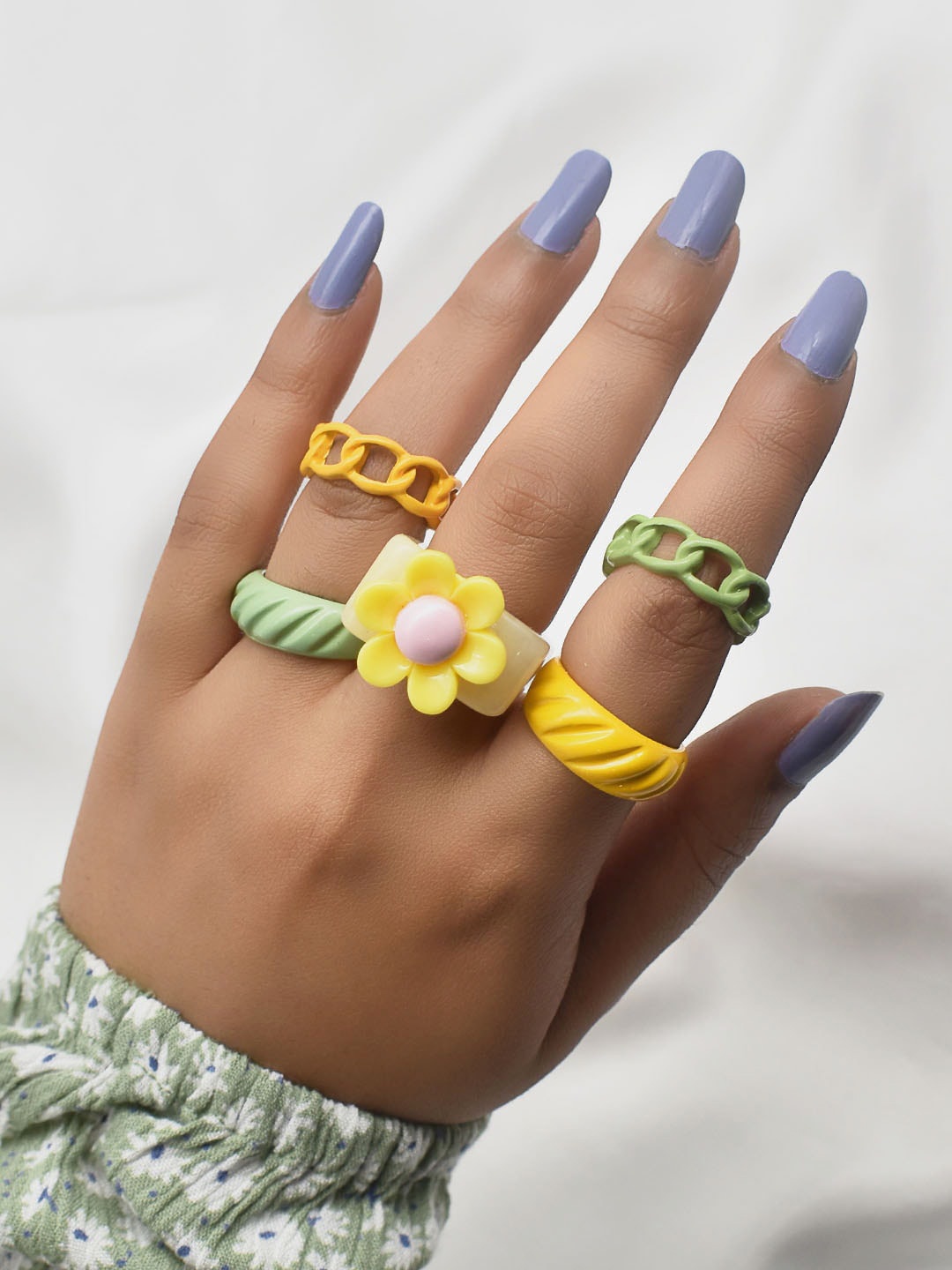 

JOKER & WITCH Set Of 5 Multi-Colored Finger Ring